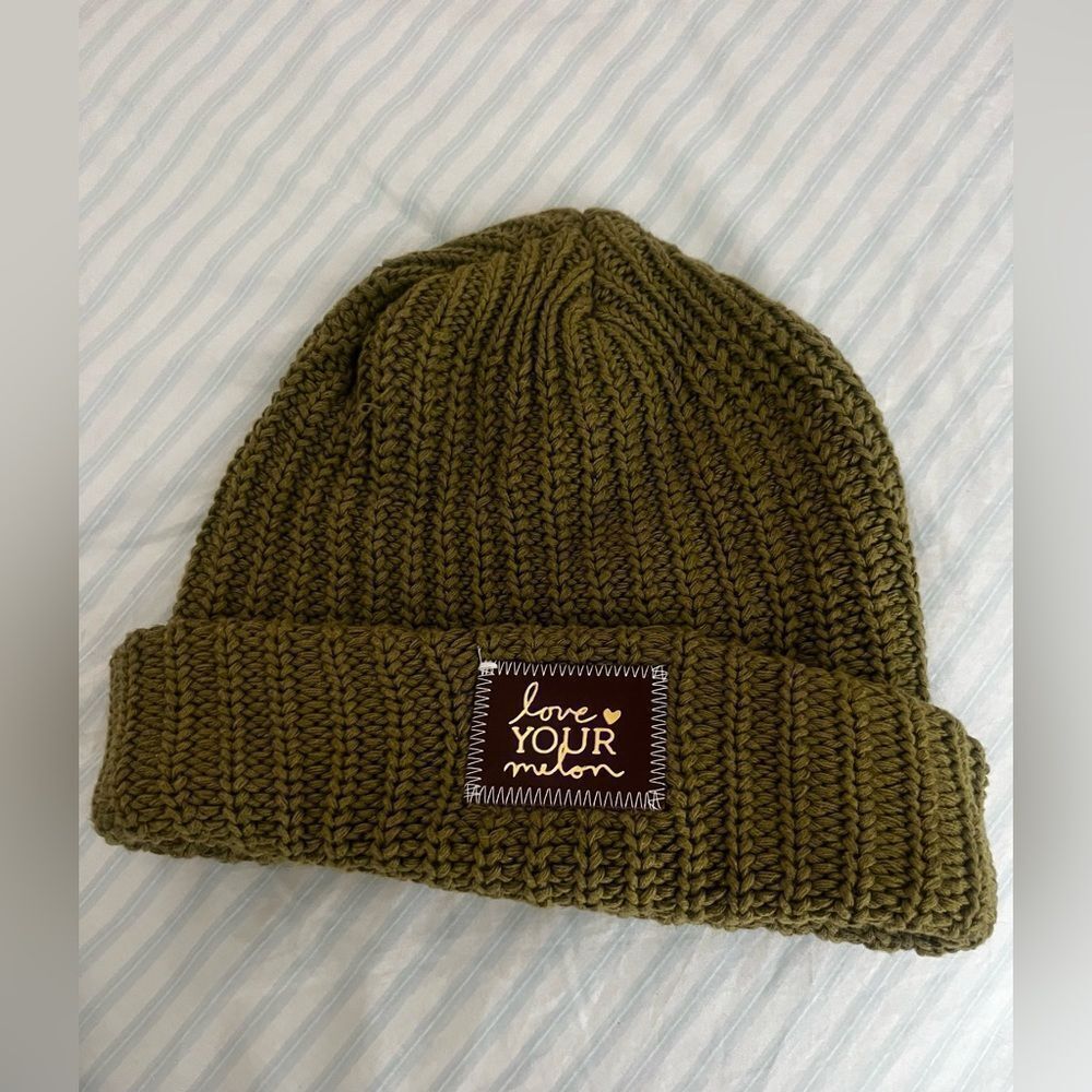 Love Your Melon Olive Green Classic cuffed Knit Beanie